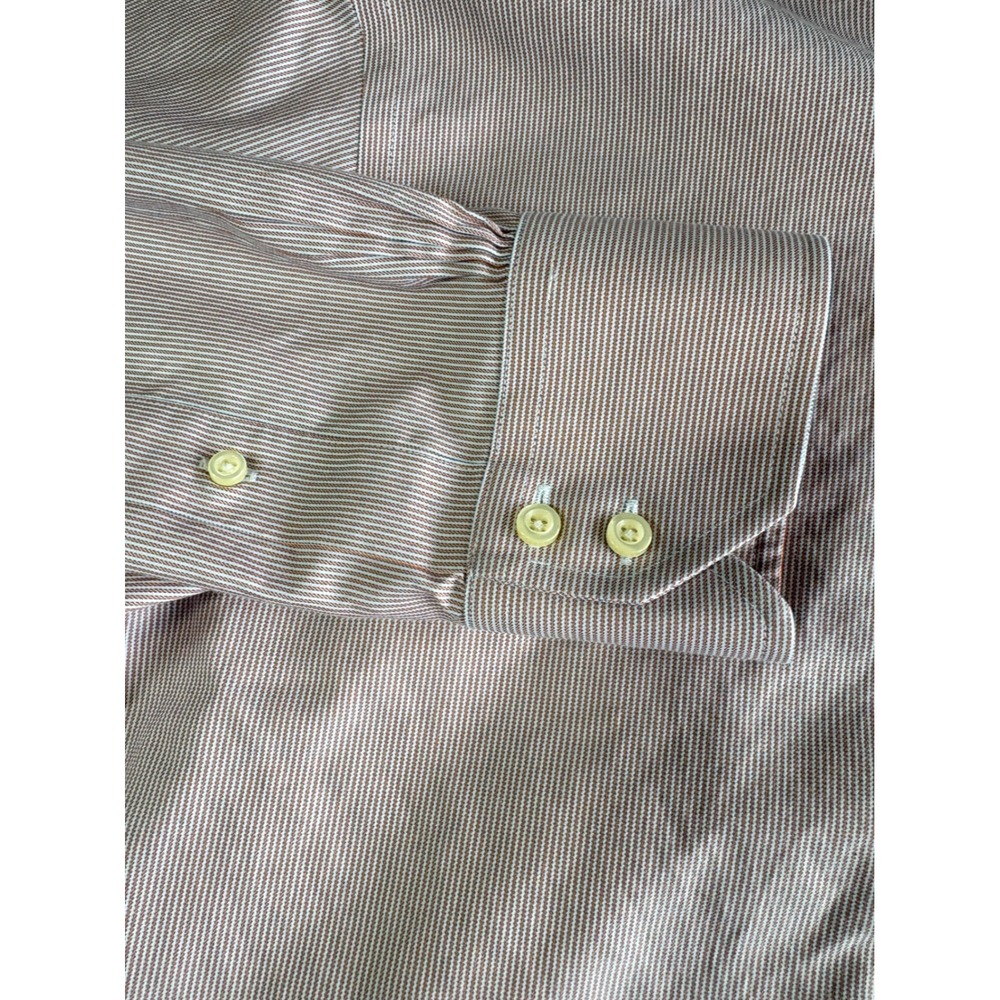 Brooks Brothers Dress Shirt 17-33 Regent Fit Red White Micro Stripe Cotton - Picture 4 of 11